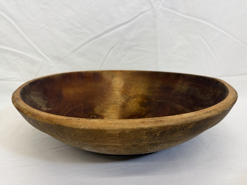 Antique Primitive Hand Turned Wooden Dough Bowl 15x14x4 Rustic Farmhouse Decor