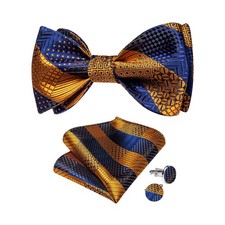Men's Silk Self Bow Tie Woven Solid Striped Paisley Pocket Square Set