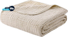 Organic Cotton Muslin Blanket 50x60 Lightweight Throw Breathable Summer