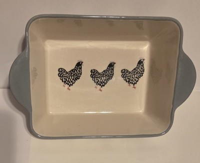 Chicken Themed Small Casserole Dish Or Decor Ceramic 8x6x3'' By Baum Bros 