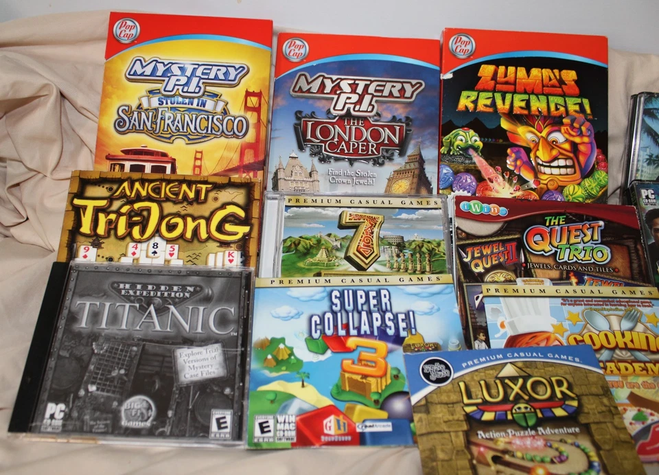 Lote de 13 juegos de PC surtidos, Widow and Mac, Zuma's Revenge, Luxor, Tri Jong Foto 2 de 3