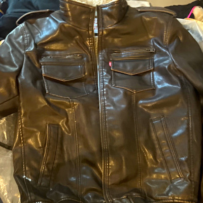 Levi Strauss & Co. Men's Brown Sherpa Lined Biker Jacket Zip Stand-Up L