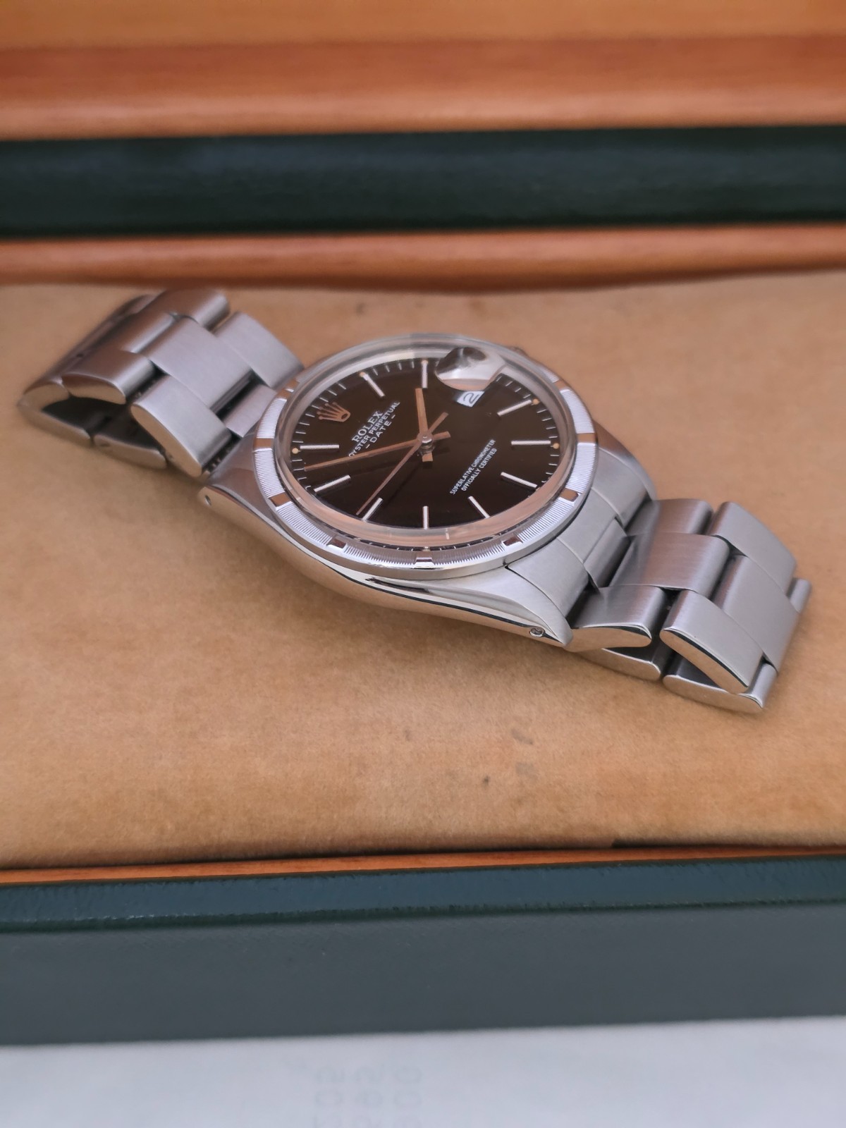 Rolex Oyster Perpetual Date 15010 - Rare Black 'Error' Dial - Box & Booklets image 10