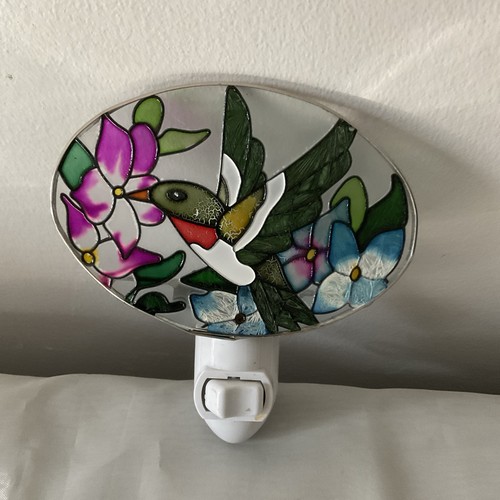 Stain Glass Bird Flowers Night Light - Picture 3 of 10