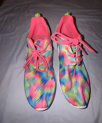 Nike Roshe One Youth 7 Lace-Up Low Top Sneakers Multicolor Pink White Green