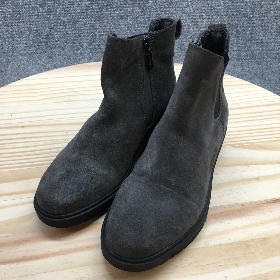 Botas Rubias Para Mujer 7 M Botín Gris Cremallera Lateral Puntera Almendra Tacones de Cuña Informales Foto 4 de 4