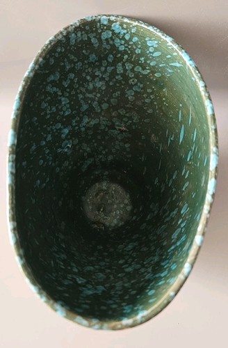 MCM Bitossi Style Italian Art Pottery Vase Green Fan Shape READ Vintage - Picture 7 of 12