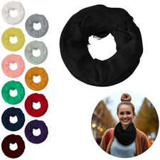 Soft Crinkle Loop Scarf Ladies in 12 Plain Colours Trendy Shawl Wrap