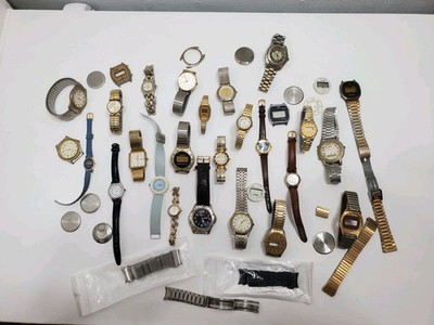 30+ WATCH LOT MIXED BRANDS STYLES PARTS REPAIR AS IS UNTESTED VINTAGE MODERN