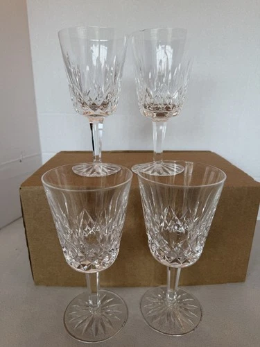 3 Signed Waterford Irish Crystal Lismore 6-7/8" Goblet Wine Water Glass Vintage