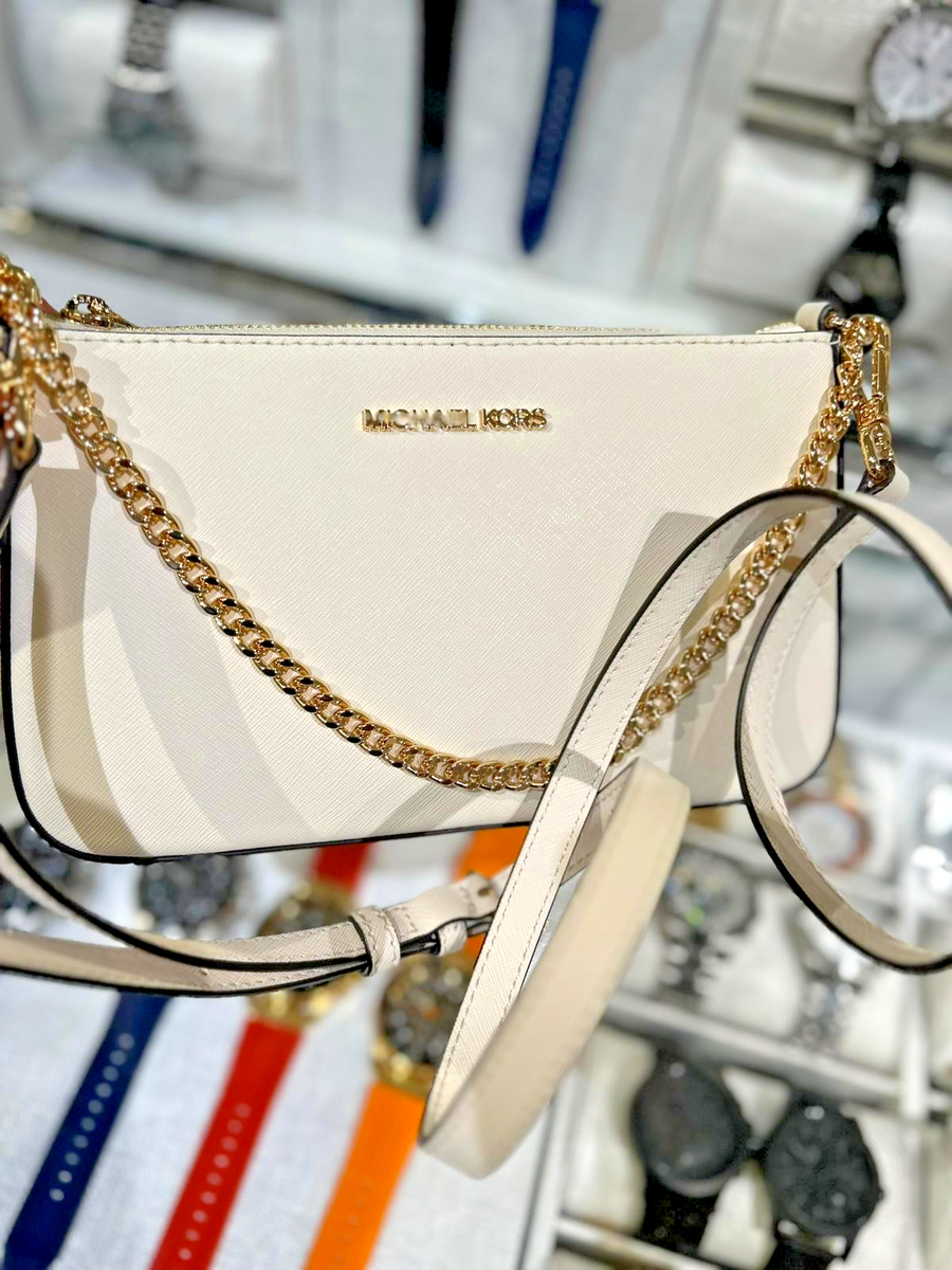 Michael Kors Jet Set Women MD Leather Zip Pouchette Crossbody Bag