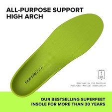 SUPERFEET ALL-PURPOSE SUPPORT HIGH ARCH INSOLES UK 10 - 11.5 / 45-46
