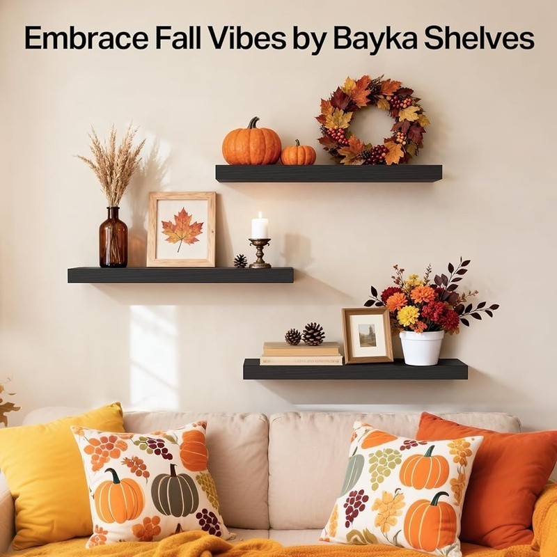 Rustic Wall Mounted Floating Shelves Storage Bathroom Bedroom Kitchen Office New