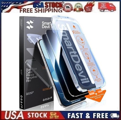 SMARTDEVIL 2 Pack Privacy Screen Protector for iPhone 13/13 Pro/14/16e Tempered