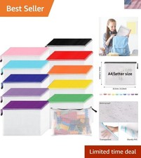 100pcs Mesh Zipper Pouch, A4 Size, 10 Colors Zipper Bags for Organizing Stora...