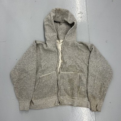 Vintage 60s Grey Blank Full Zip Distressed Hoodie 1960s True