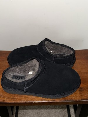 UGG Classic  Black Suede Slip-On Slippers Shearling Lined US- Women s 6