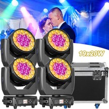 2/4pcs LED 380W Zoom Moving Head Stage Light RGBW Beam Wash Lighting With case