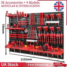 WALL MOUNTED TOOL PEG BOARD 1152mm x 780mm 58+4 elements GARAGE STORAGE BINS