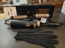 Rotating Hair Dryer W/ 2 Sizes Interchangeable Brush Roll, Glove, Comb Open Box