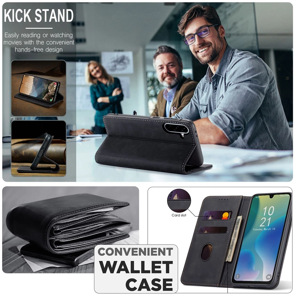 For Samsung Galaxy A26 5G Flip Leather Stand Case Cover / Privacy Tempered Glass - Image 4 of 4