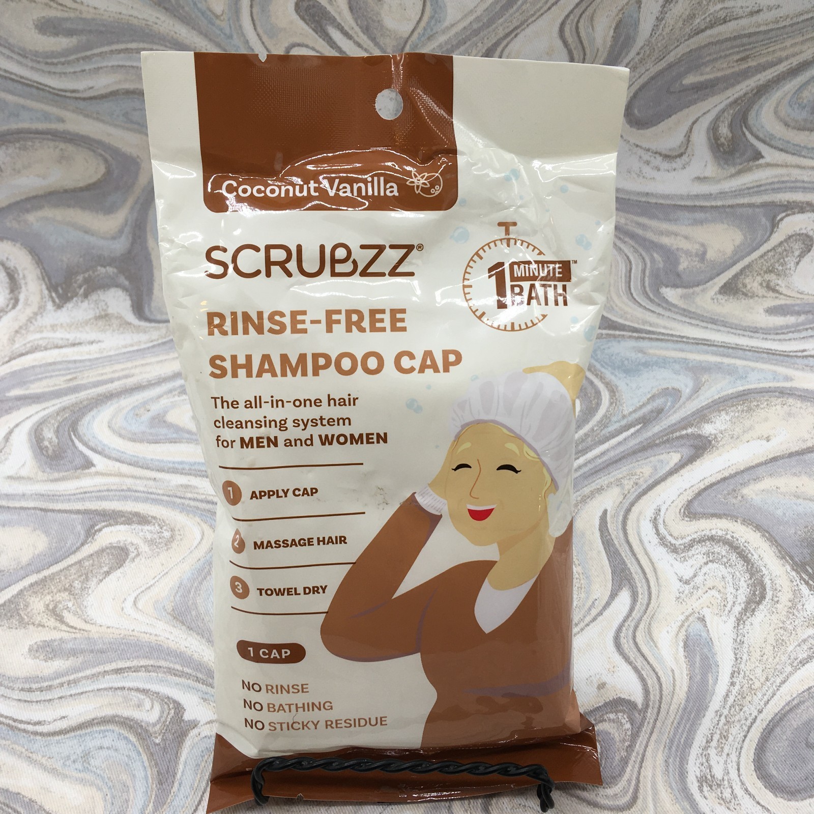 LOT of 4 Scrubzz No Rinse Shampoo Cap Coconut Vanilla. ELDER CARE, POST SURGERY