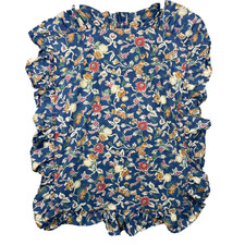 1 Ralph Lauren JaRDIN Blue Floral Fruit King Ruffled Pillow Sham Vintage