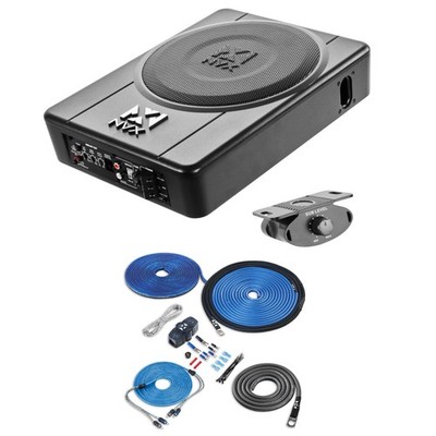 NVX QBUS10P 200W RMS 10'' Under Seat Subwoofer + XKIT82 8 Gauge OFC Wiring Bundle