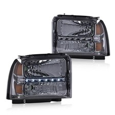 Ford F250 F350 F450 F550 05-07 Excursion 05 LED Point Clear Black Headlamp