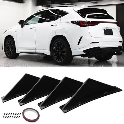 4x Rear Bumper Diffuser 4 Fins Spoiler Lip Splitter For Lexus NX200t NX300 NX350