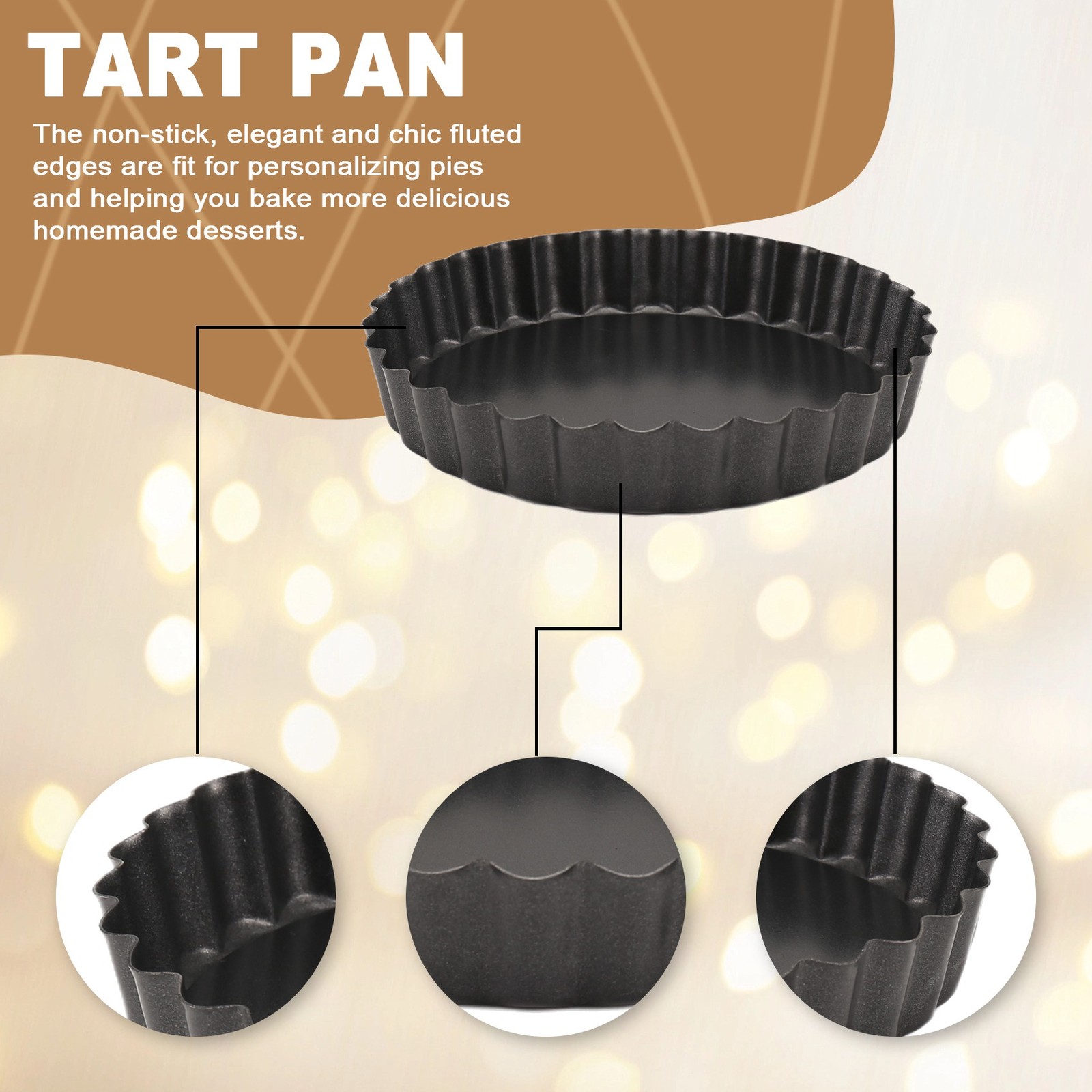 6 Pack 5 Inch  Tart Pans with Removable Bottom Round Nonstick Quiche Pan,6372