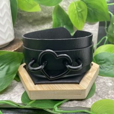 7-10  Punk Goth Bracelet Black Leather Spike Rivet Metal Studded Wristband B8139