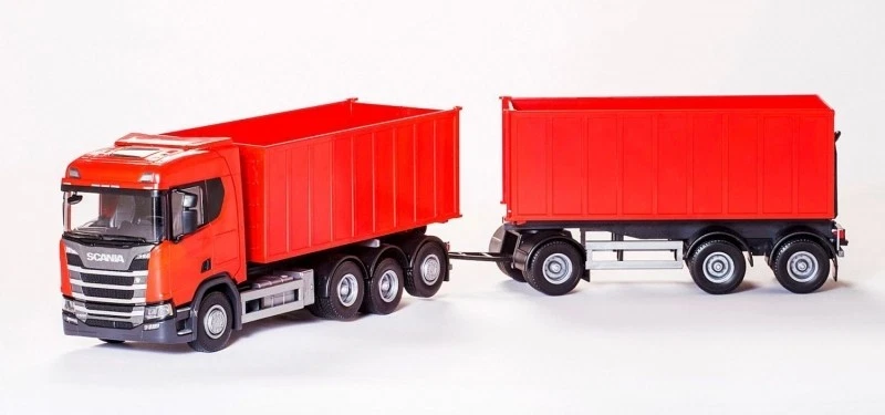 EMEK, SCANIA R500 porteur ampliroll rouge 8x4 avec remorque ampliroll 1+2 Ess... - Photo 1/1