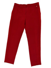 Escada Taraneh Pants Tapered Leg Trousers Vermillion Red 100 Silk Career EU 34