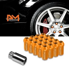 M12X1.5 Orange JDM Closed End Aluminum Wheel Lug Nuts+Extension 25mmx50mm 20Pc