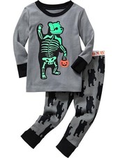Boy's Glow-in-The-Dark Skeleton Costume Trick Or Treat Pajama Set, 5T