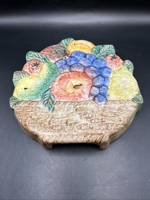 Hand Painted In Italy Ceramic Fruit Basket Hang Decor Made For Macy s BB24