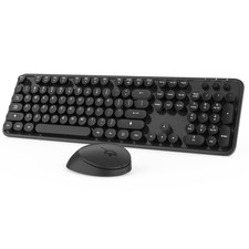 Wireless Keyboard and Mouse Cute Black Keyboard and Mouse 2.4G Wireless Keybo...