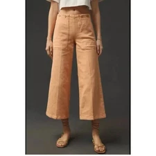 Pilcro The Kit High Rise Crop Pants Size 26 Coral Casual Wide Leg Anthropologie