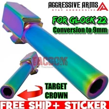 AGGRESSIVE ARMS 9mm Conversion RAINBOW USA Match Barrel for GL0CK 22 Gen 1 2 3 4