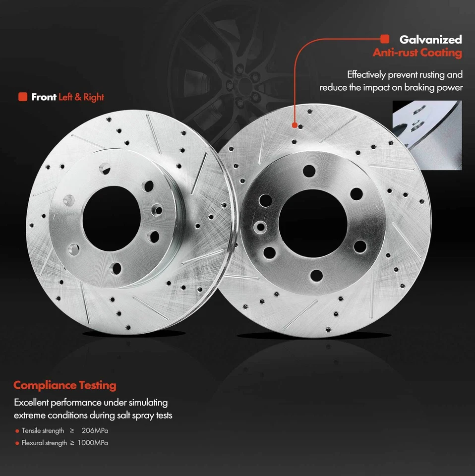 2x Front Drilled Brake Rotors for Dodge Sprinter 2500 Mercedes-Benz Freightliner - Image 3 of 4