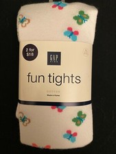 Gap Kids Girl Fashion Fun Cotton Tights Size XL XXL 10-14 White with Butterflies