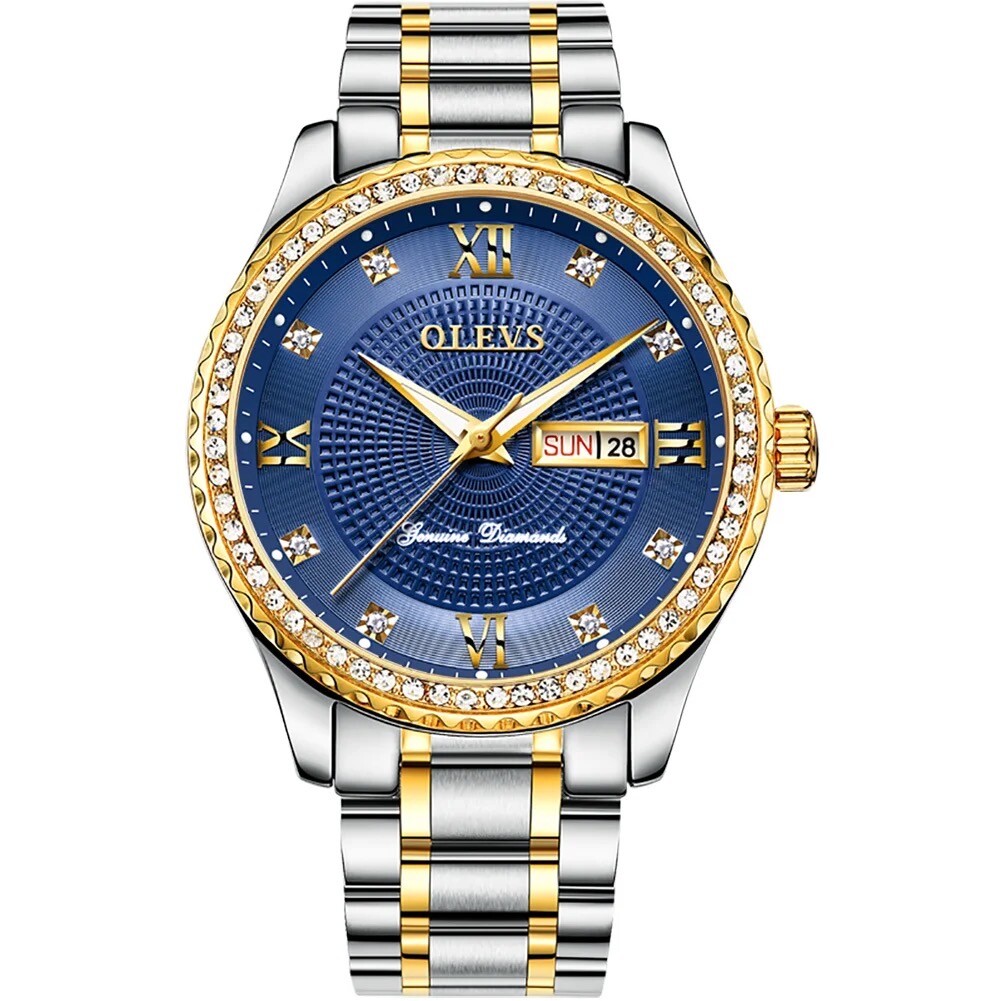 OLEVS 6618 Simulated Diamond Waterproof Luminous Quartz Stainless