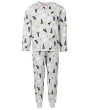 Family Pajamas Kid's Woodland Print Pajama Set Gray Multicolor Size 8