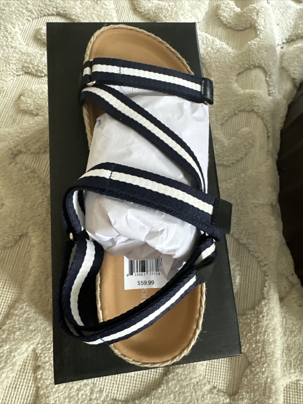 SAKS FIFTH AVENUE Fabiana Woven Leather Sandals: Navy | eBay