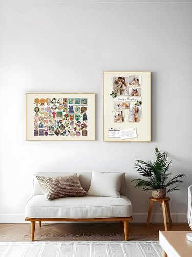 Chic Bulletin Board 30x20in - Self-Healing Oatmeal White Fabric with Gold Frame - Picture 6 of 9