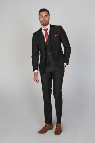 Mens Tailored Fit Suit Formal Wedding Business 3 Piece Set - Picture 4 of 19