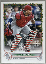 Yadier Molina 2022 Topps Holiday #HW6, Candy Cane Catchers Gear, SP, Cardinals