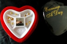 GIRLS HEART BOX EARRINGS 5 PAIR NEW