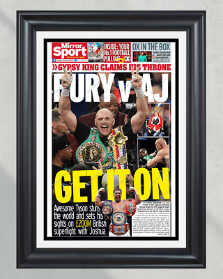 2020 Tyson Fury vs. Deontay Wilder Heavyweight Boxing Framed Front Page Newspape